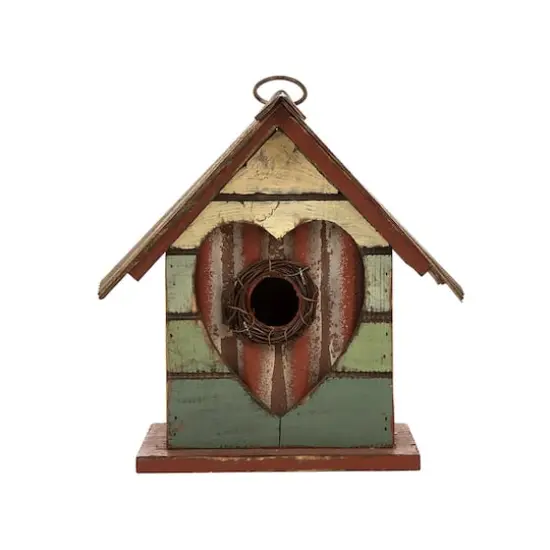 Glitzhome&reg; Distressed Wood Heart Garden Bird House {7}