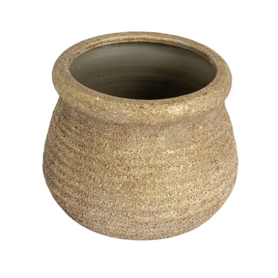 Hello Honey&reg; 5.75" Gold Round Volcano Terra Cotta Planter {1}