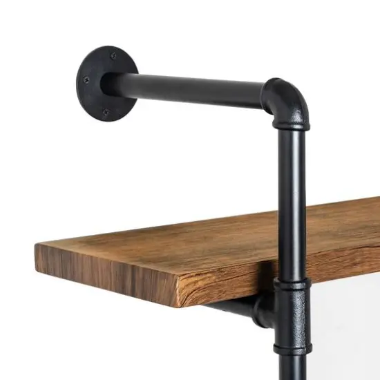 Honey Can Do 34.5" Black Three-Tier Industrial Wall Shelf {5}