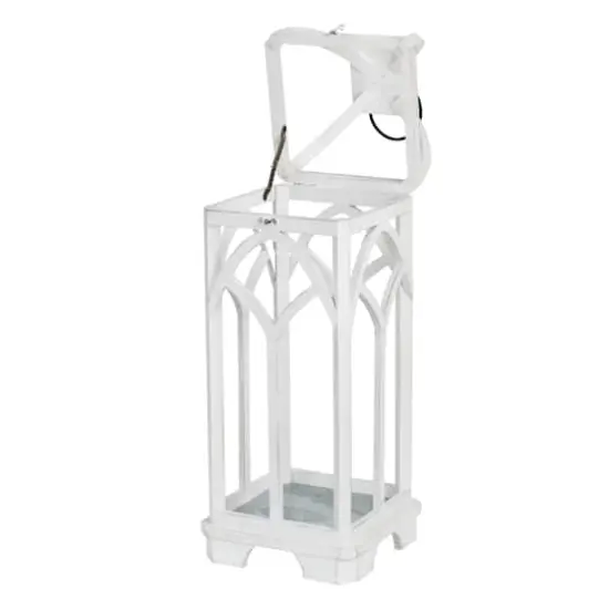 Glitzhome&reg; Wash White Farmhouse Wooden Church Window Frame Lanterns, 2ct. {6}