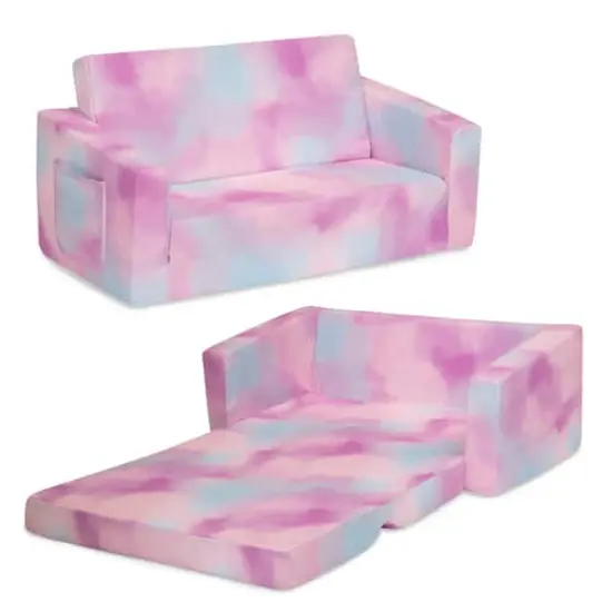 Delta Children 30" Pink Tie Dye Cozee Flip Out 2-in-1 Convertible Chair to Lounger {1}