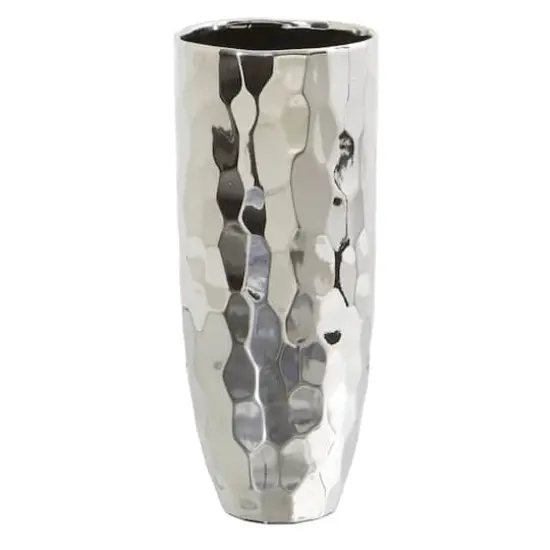 13" Designer Silver Cylinder Vase {1}