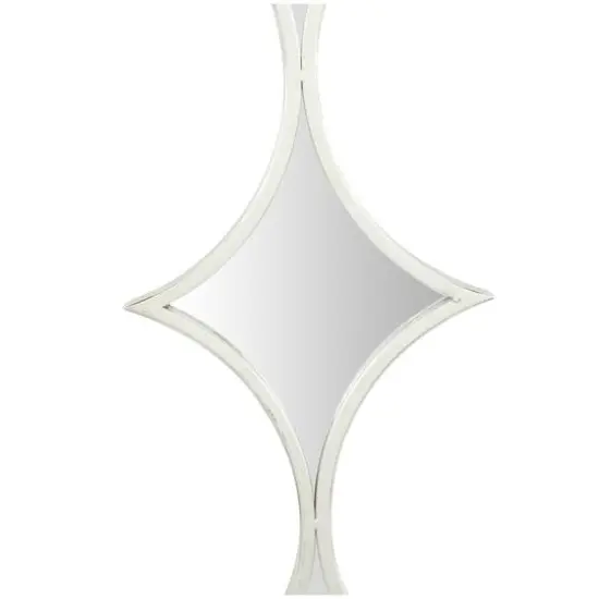 Silver Metal Slim Stacked Chain 5 Layer Wall Mirror with Half Moon Pattern 8" x 1" x 59" {4}