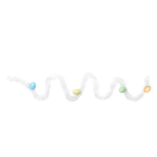 25ft. White Spring Tinsel Garland with Easter Eggs {1}