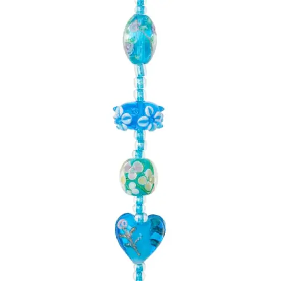 Aqua Heart & Flower Lampwork Glass Beads by Bead Landing&trade; {1}
