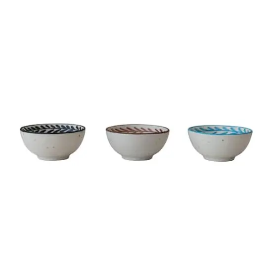 Hello Honey® 4.5" Hand Painted Botanical Stoneware Bowl Set {5}