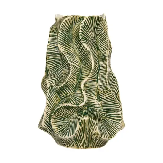 Hello Honey&reg; 12.75" Green Textured Stoneware Organic Shaped Vase with Reactive Glaze {9}