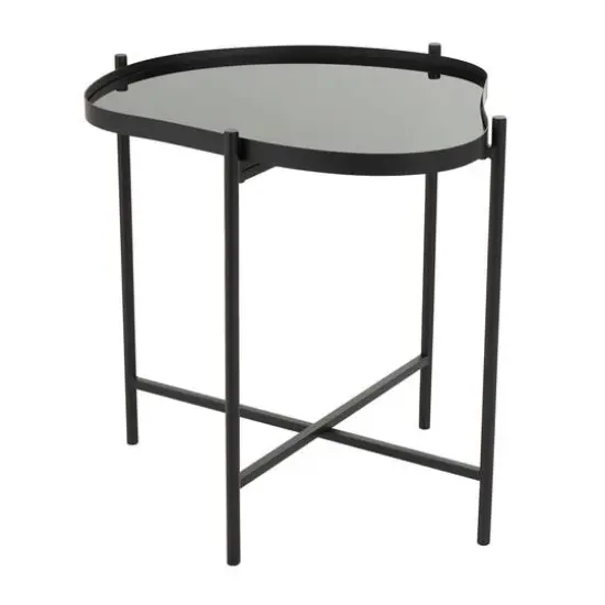 Black Metal Abstract Wavy Accent Table with X-Shaped Base {5}