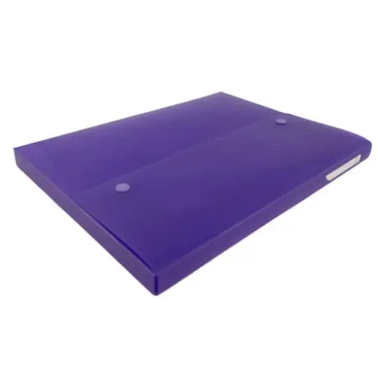 JAM Paper 9.5" x 12.5" Plastic Portfolio with Two Button Snap Closure Purple {6}