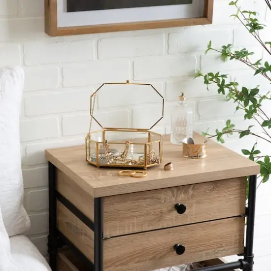 Home Details Large Gold Vintage Mirrored Bottom Octagonal Glass Keepsake Box {4}