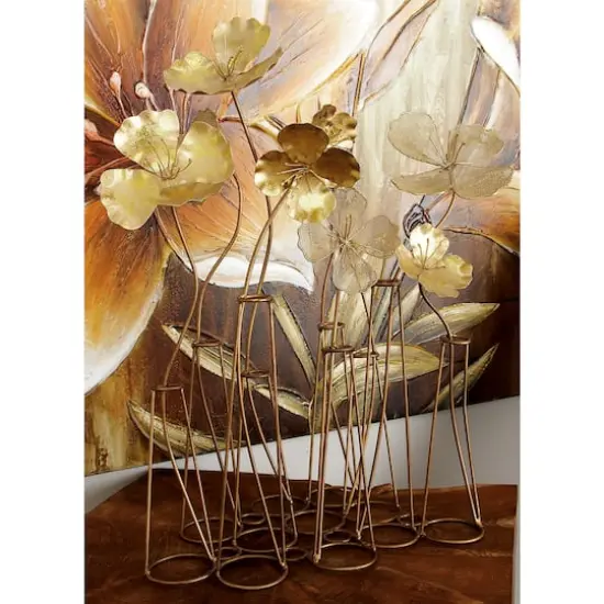 21" Gold Metal Flowers Sculpture {11}