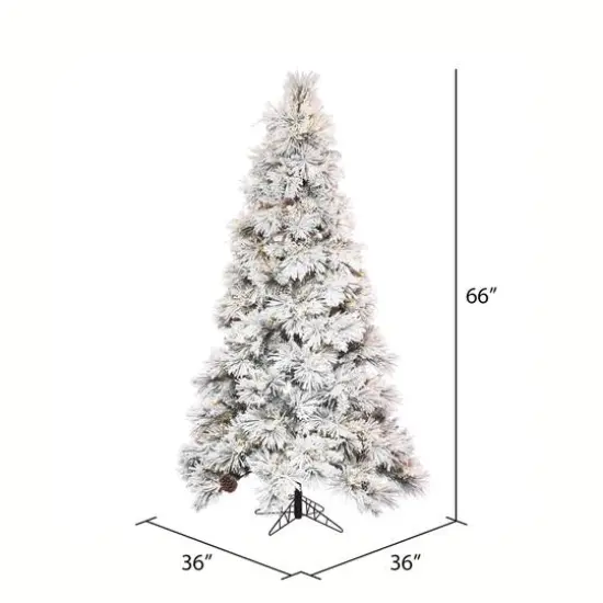 5.5ft. Pre-Lit Flocked Atka Slim Artificial Christmas Tree, Warm White LED Lights {5}
