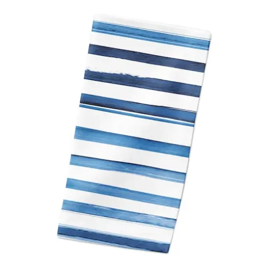 Watercolor Blue Stripes Cotton Twill Napkin {3}