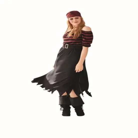 Small Red & Black Pirate Ladies Costume {3}