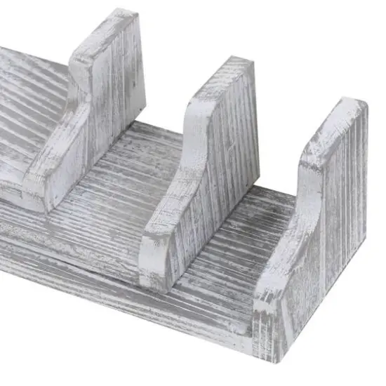 NEX&trade; Pale Gray Rustic Wood Floating Shelves Set with Metal Brackets {4}