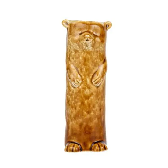 Hello Honey&reg; 7" Brown Reactive Crackle Glaze Stoneware Bear Vase {13}