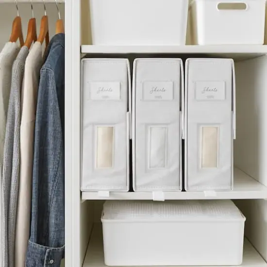 Organize It All 15" White Foldable Linen Closet Organizer {3}