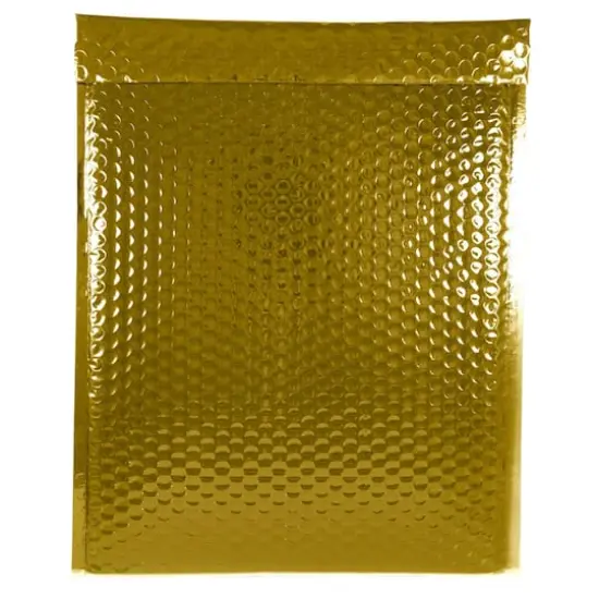 JAM Paper 12" x 15.5" Bubble Padded Mailers with Self Adhesive Closure, 12ct. Gold Metallic {5}