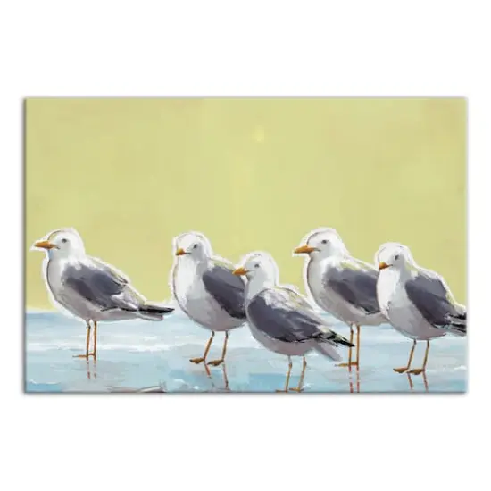 Seagulls On Yellow 24" x 16" Canvas Wall Art {1}