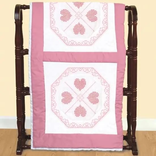 Jack Dempsey Stamped for Cross Stitch Hearts & Lace Quilt Blocks {4}