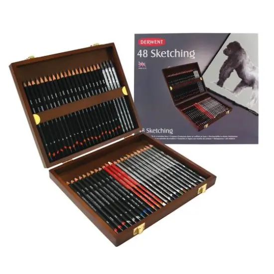 Derwent&reg; Sketching Collection 48 Piece Wood Box Set {1}
