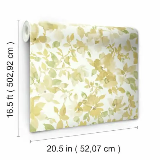 RoomMates Watercolor Floral Peel & Stick Wallpaper Yellow/Green {9}