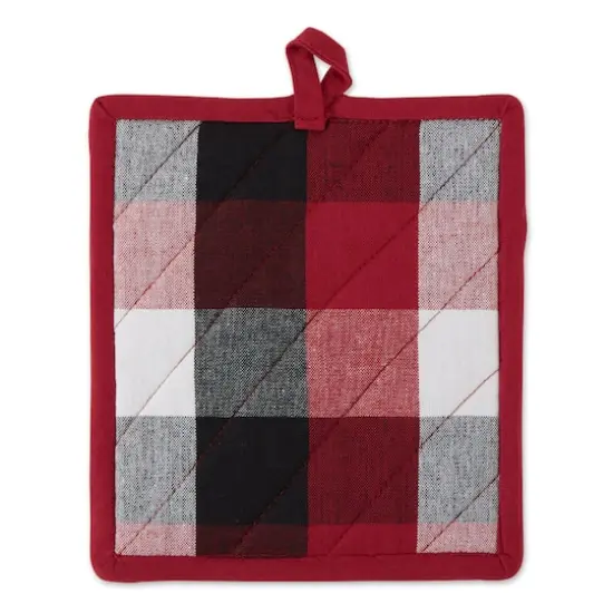 DII&reg; Tri Color Check Potholder Set Cardinal Red {5}