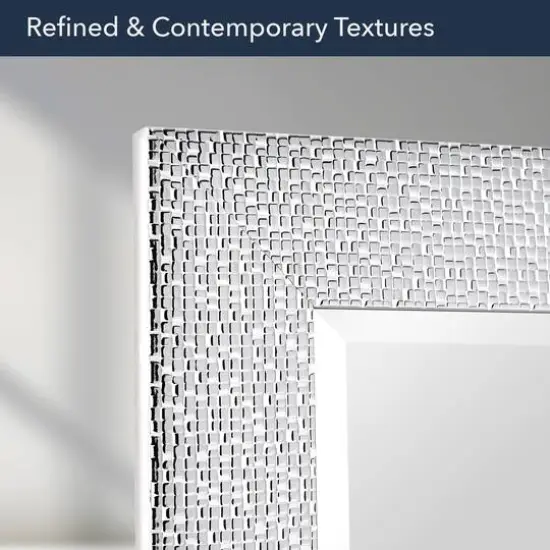 Head West 29" Chrome & White Tile Textured Framed Vanity Mirror {7}