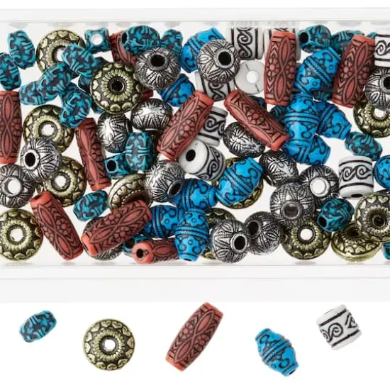 Multicolored Etched Crafting Beads by Bead Landing&trade; {1}