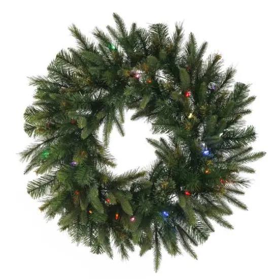 30" Pre-Lit Cashmere Christmas Wreath, Multicolor LED Lights {1}