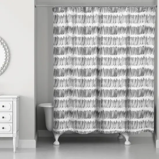 Hatch Lines Shower Curtain Black and White {3}