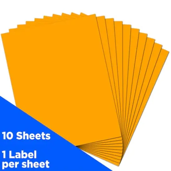 JAM Paper Neon Orange Full Sheet Shipping Labels, 8.5" x 11" {3}