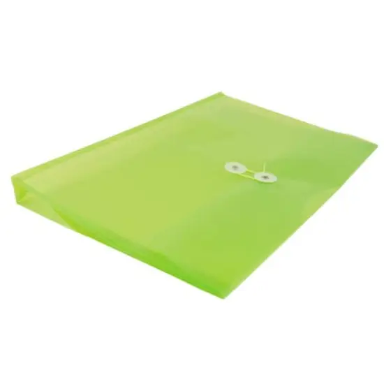 JAM Paper Letter Booklet Plastic Envelopes with Button & String Tie Closure, 12ct. Lime Green {6}