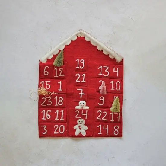 Hello Honey&reg; 21.5" Gingerbread House Felt Advent Calendar Wall Hanging {3}