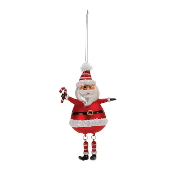 6" Glittered Glass Santa with Dangle Legs Ornaments, 6ct. {4}