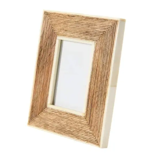 Hello Honey&reg; Hand-Carved Mango Wood 3" x 4" Tabletop Frame with Bone Border {2}