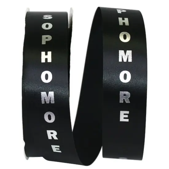 The Ribbon Roll 1.375" x 100yd. Satin Sophomore Ribbon Black/Silver {1}