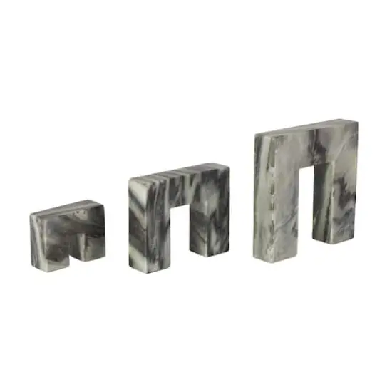 Black Marble Abstract Square Arch Decorative Sculpture Set {4}