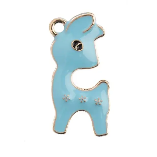 John Bead Sweet & Petite Deer Charms, 8ct. Light Blue {1}