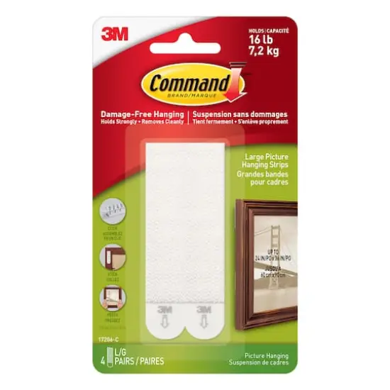 Command&trade; Large Picture Hanging Strips, 4ct. White {1}