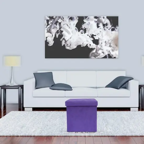 Sorbus 15" Faux Suede Storage Ottoman Cube Purple {5}