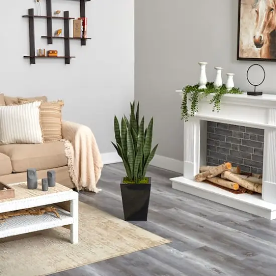 3ft. Snake Plant in Black Metal Planter {5}