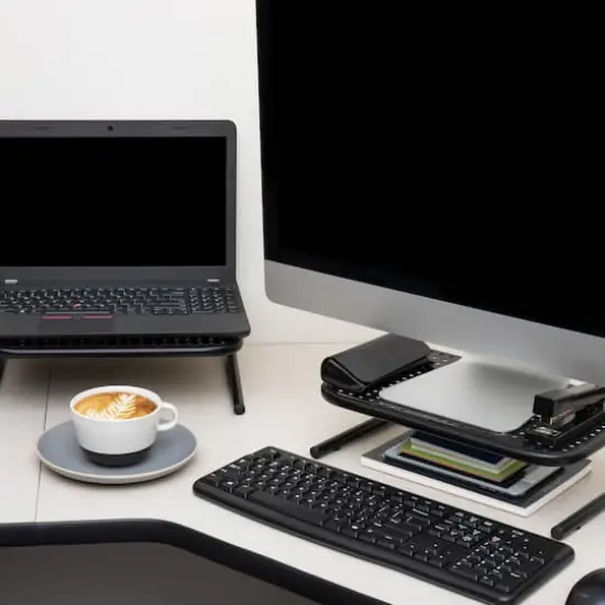 Mind Reader Black Metal Monitor Riser Stand Set {3}