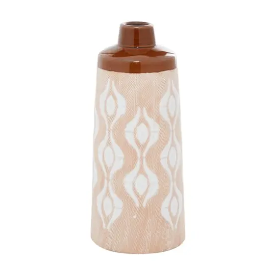 Tan Porcelain Traditional Vase 12" x 5" x 5" {1}
