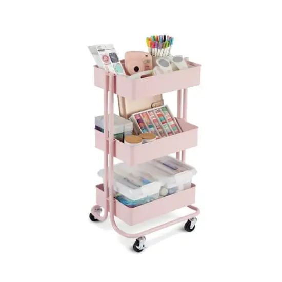 Lexington 3-Tier Rolling Cart by Simply Tidy&reg; Blush {6}