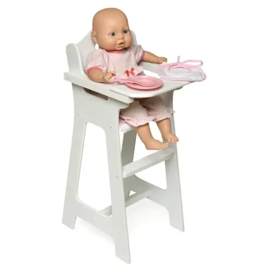 Badger Basket White & Pink Gingham Doll High Chair with Accessories {5}