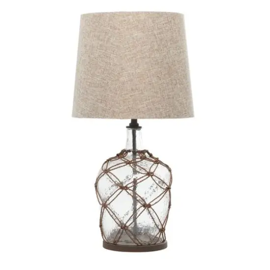 29" Brown Glass & Iron Coastal Table Lamp {1}