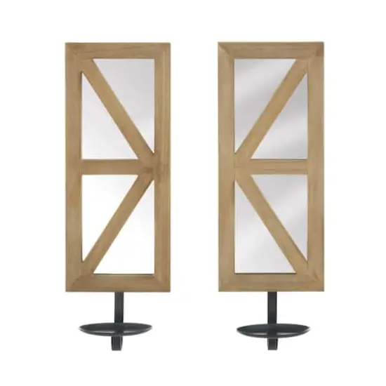 Mirrored Wood Candle Sconce Set {1}