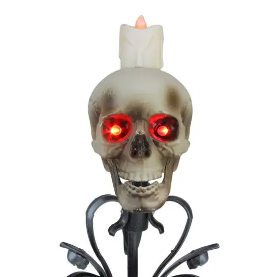 16.25" Gothic Flameless Skull Halloween Candle Holder {3}