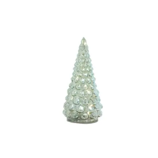 Green Mercury Glass LED Tree Set {5}